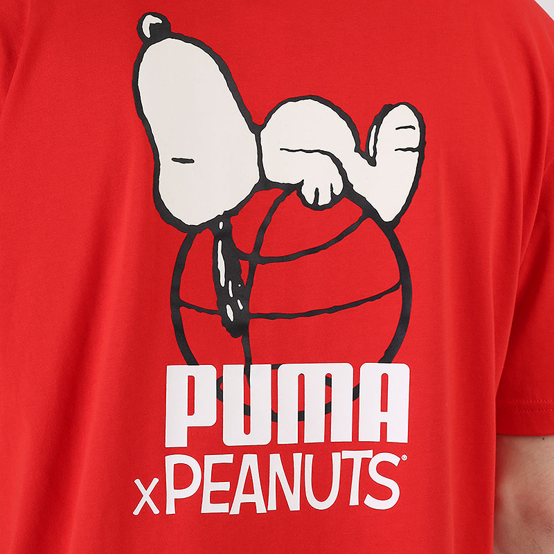 мужская красная футболка PUMA x Peanuts Tee 53061611 - цена, описание, фото 6